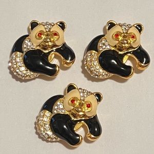 Rhinestone big size Panda button holder
